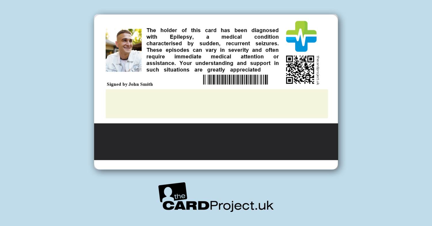 Epilepsy Premium Medical Photo ID Card  (REAR)